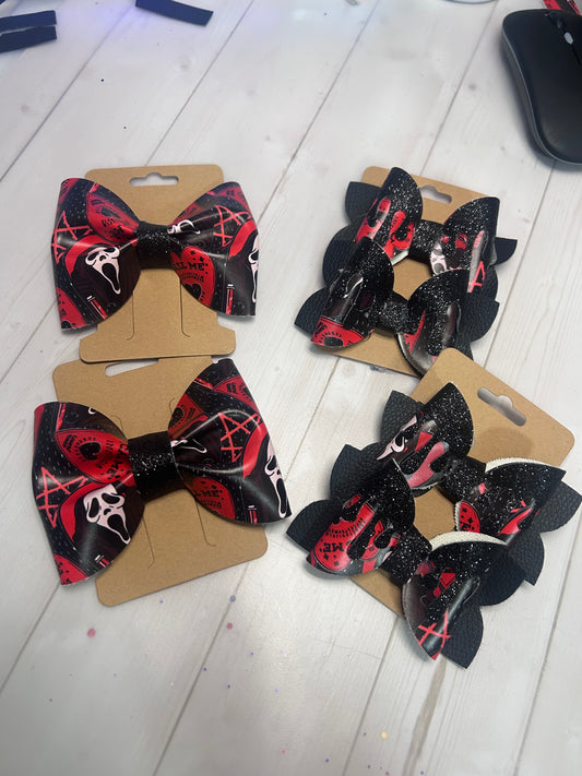 Scream horror hair bows