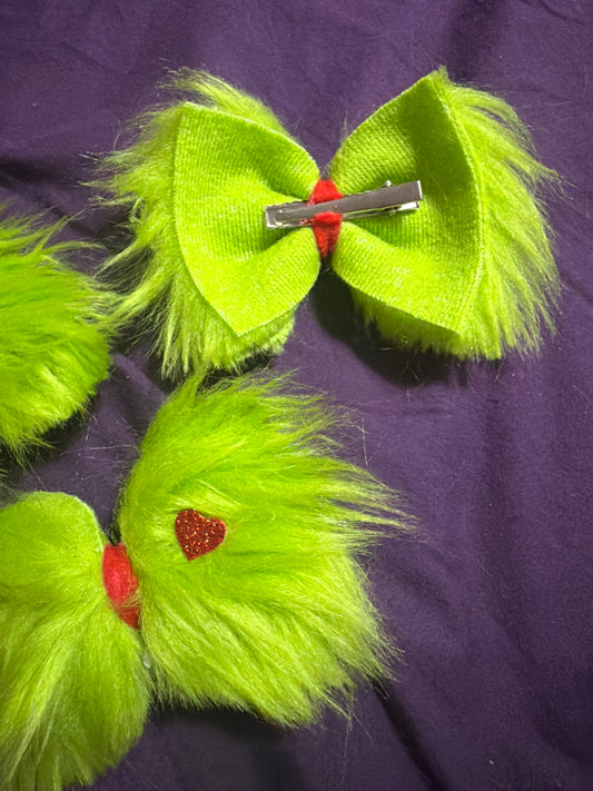 Green guy Xmas hair bows
