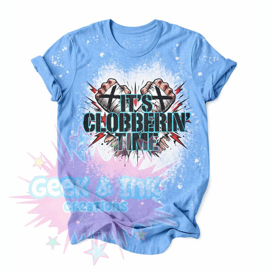 Clobberin time blue bleached tshirt - pre-order!