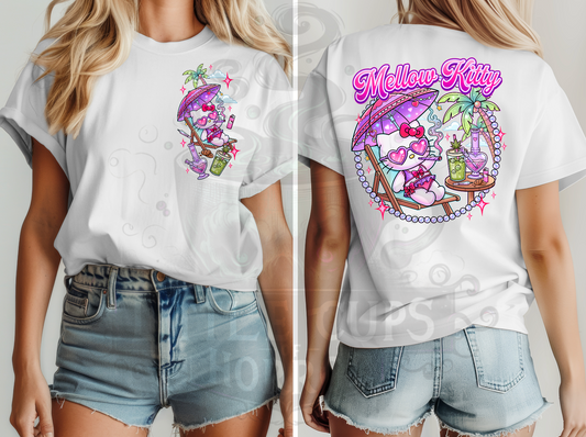 Mellow Kitty white tshirt