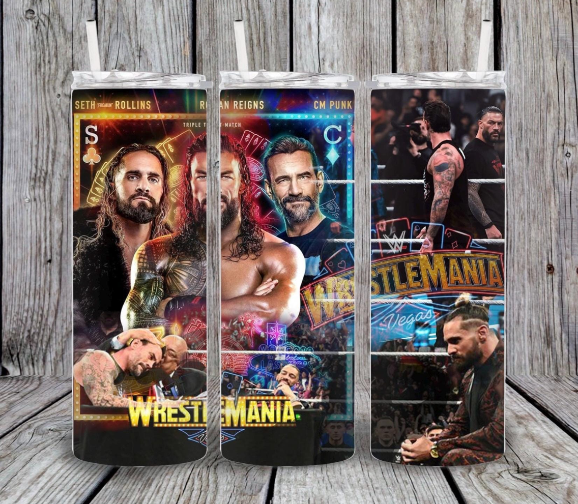 Wrestlemania triple threat 20oz tumbler LIMITED DESIGN