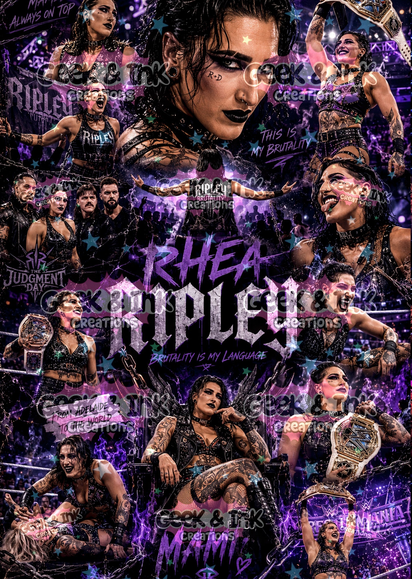 Wrestling metal poster print 8x14