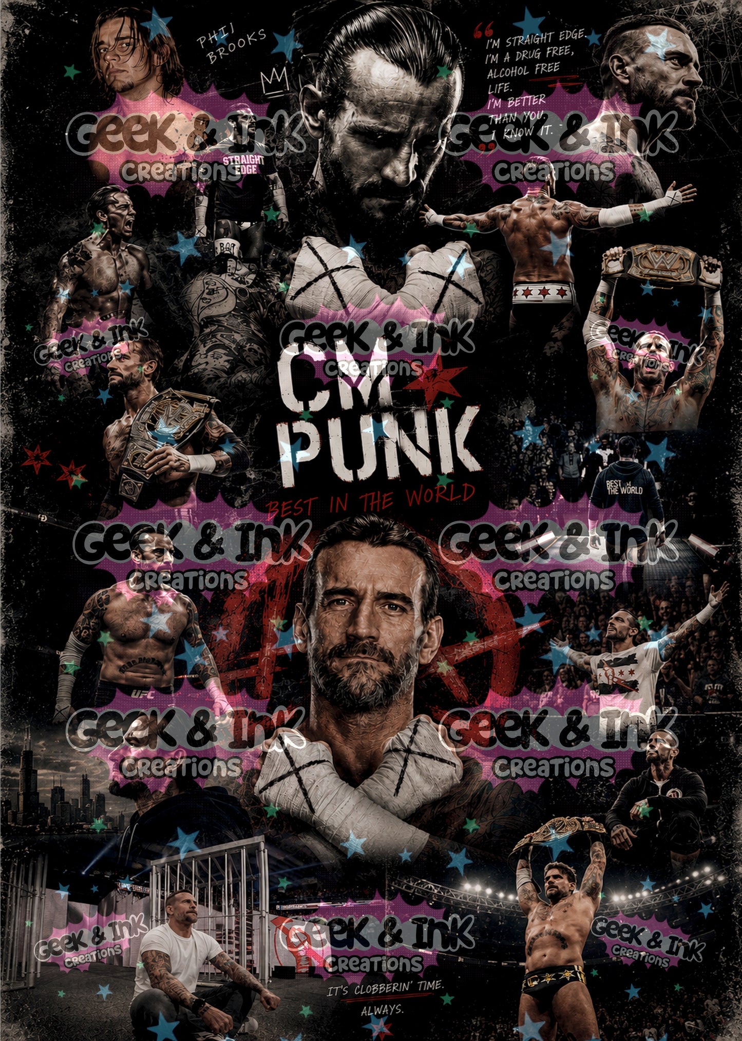 Wrestling metal poster print 8x14